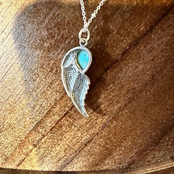 Native American Eagle Turquoise Necklace, Genuine Sterling Silver & Turquoise S - Picture 10 of 15